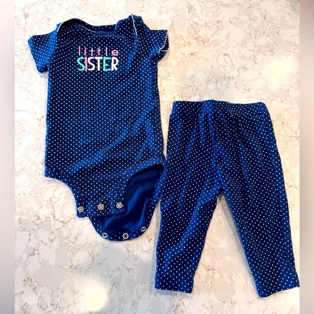 3-6M Carter’s - Blue Polka Dot Baby Outfit